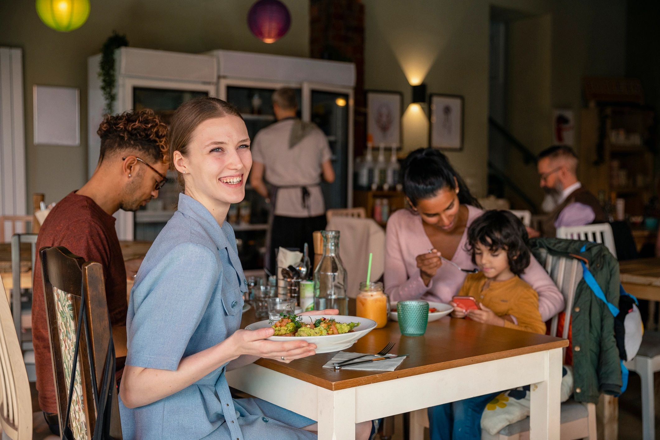 Students dining together