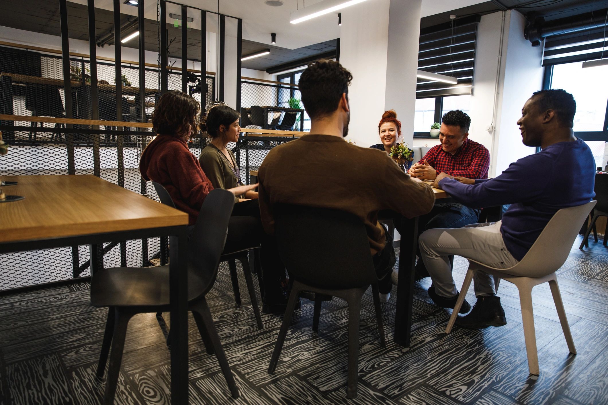 Students dining together in a common area