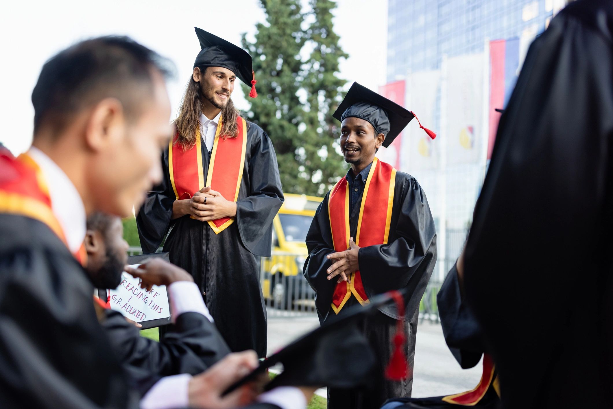 Students celebrating after graduation