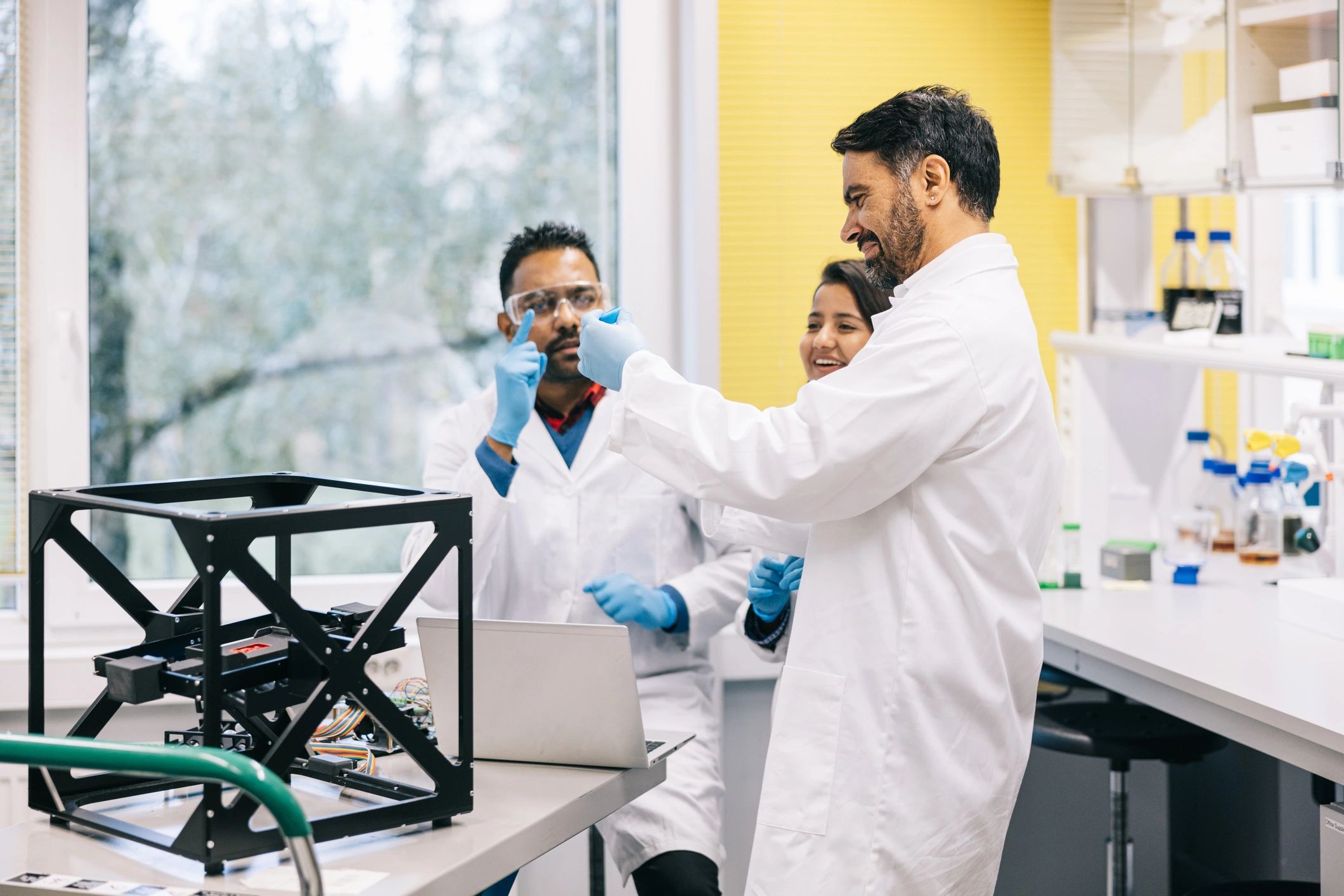 Students collaborating in a laboratory